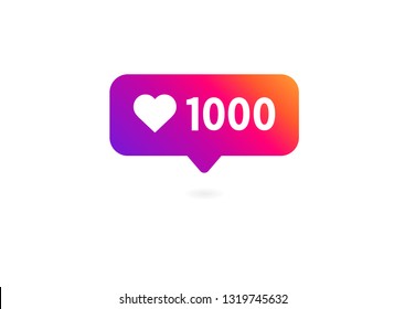 Notification Like icon. Follower icon 1000 likes. Vector illustration