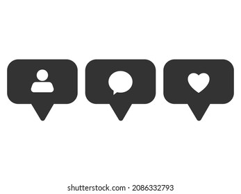 Notification like icon. follower and comment icon. Social network app logo. Vector illustration