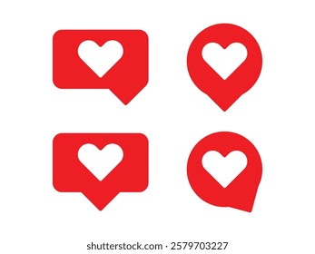 Notification like icon, love design vector illustration on transparent background