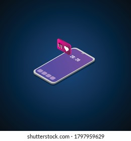 notification like on smartphone. modern 3D isometric illustration smartphone vector.