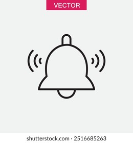 Ícone Linha de notificação. Bell canta vetor plano preto estilo moda ilustração para web e app..eps