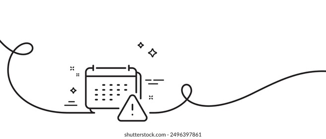Notification line icon. Continuous one line with curl. Calendar notice sign. Event reminder symbol. Notification single outline ribbon. Loop curve pattern. Vector
