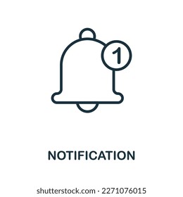 Icono de línea de notificación. Icono de esquema de notificación simple monocromo para plantillas, diseño web e infografías