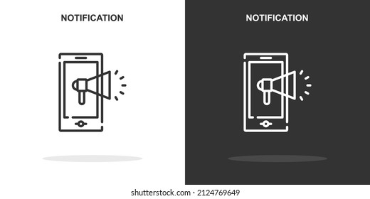 icono de línea de notificación. Estilo de esquema simple.signo lineal de notificación. Ilustración vectorial aislada en fondo blanco. EPS de trazo editable 10