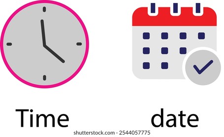  Notification line icons. Calendar, address location pointer and alarm bell. Place, Time, Date and Place, Time, Date and Notification line icon Notice alert, business schedule and office time clock. 