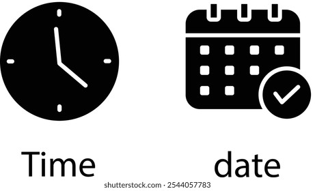  Notification line icons. Calendar, address location pointer and alarm bell. Place, Time, Date and Place, Time, Date and Notification line icon Notice alert, business schedule and office time clock. 