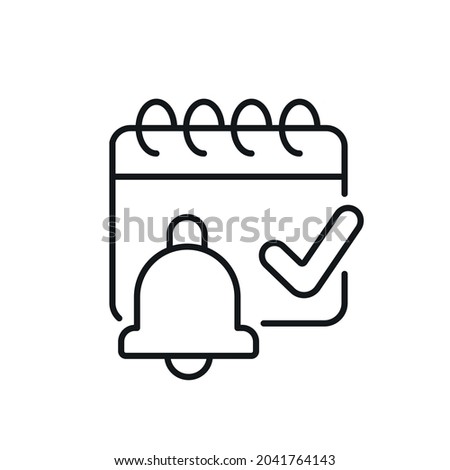 Notification linear icon. Calendar thin line customizable illustration. Contour symbol. Vector isolated outline drawing. Editable stroke