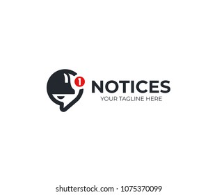 Notification Logo Template. Bell And Speech Bubble Vector Design. New Message Notification Logotype