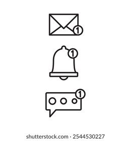 Notification And Mail Icon Set Vector Design.