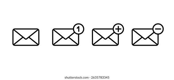 Notification message, add and remove envelope email outline icon