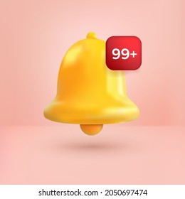 Notification message bell cute icon alert and alarm on pastel background