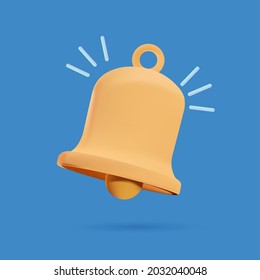 Notification message bell icon alert and alarm icon. 3d vector illustration. 3D vector bell free to edit. Application message notification. New email symbol. Income newsletter signal with sound, UI