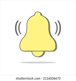 Alerta de icono de timbre de mensaje de notificación e icono de alarma. Ilustración vectorial.