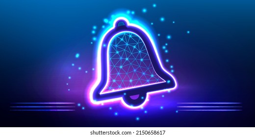 Alerta de icono de timbre de mensaje de notificación e icono de alarma. Elemento de medios sociales. Signo de interfaz de usuario. Nuevo concepto de mensaje. Icono poligonal para los negocios. Ilustración vectorial aislada.  