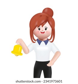 Notification message bell icon alert and alarm icon. 3d vector illustration.
