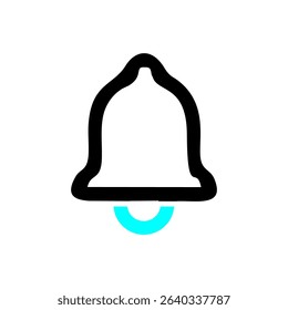 Notification message bell icon, alert and alarm icon. Flat vector illustration.