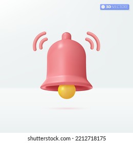 Notification message bell icon symbols. internet message, receive email, sms concept. 3D vector isolated illustration design. Cartoon pastel  style. You can used for design ux, ui, print ad.