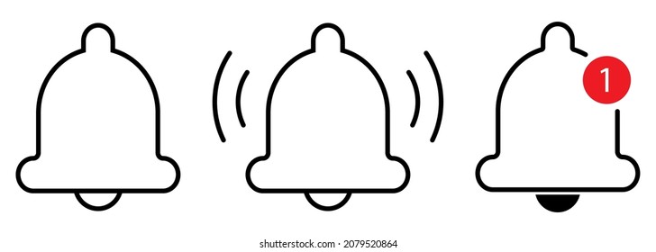 Notification message bell vector line icons. Vector signs isolated on white background