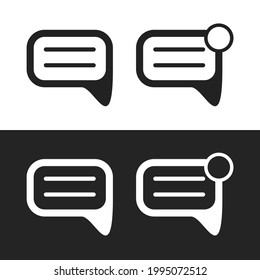 Benachrichtigungsnachricht-Chat-Symbol Schwarz-Weiß-Vektorgrafik