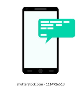 Notification of message on smartphone. Email mobile phone, screen notification, vector illustration