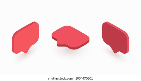 Notification messages, likes in isometric style. Notification counter isometric templates. Vector illustration 