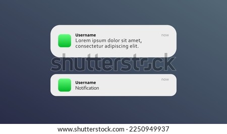 Notification mockup for the application. Vector illustration.