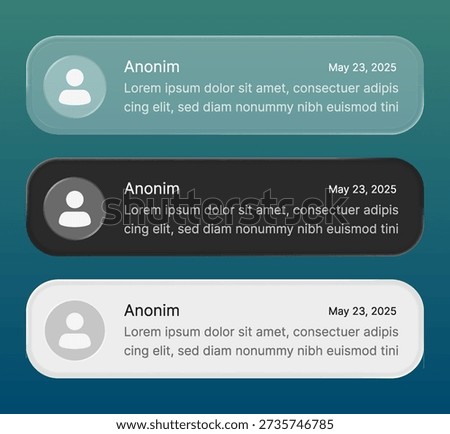 notification mockup UI design with Liquid glass style