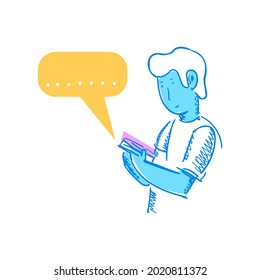 Notificación de nuevos mensajes de chat en el móvil. Diseño dibujado a mano por vectores