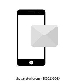 Notification of a new email on your mobile phone, vector icon on white background