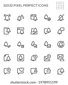 Notification, Notice, Reminder. Simple Interface Icons for Web and Mobile Apps. Editable Stroke. 32x32 Pixel Perfect.