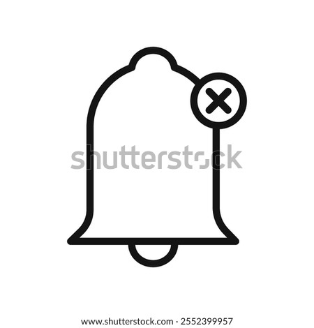 Notification off icon black and white vector outline sign