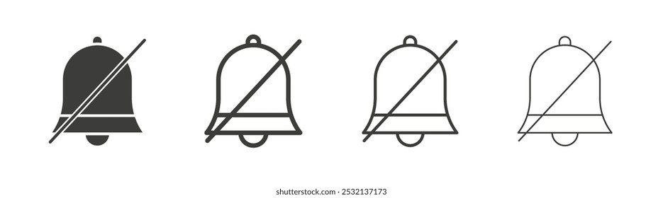 Notification off icon in fill and three stroke sizes