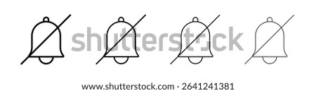 Notification off icon Outline sign symbol set