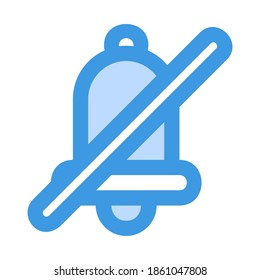 Notification Off icon vector illustration in blue style for any projects, use for website mobile app presentation
