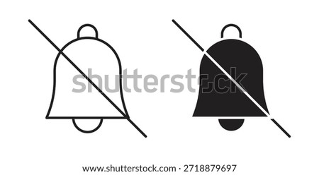 Notification off icons set isolated on white background flat vector illustration.