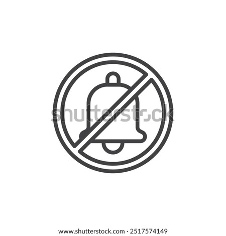 Notification Off line icon. Linear style sign for mobile concept and web design. Bell with a slash through it outline vector icon. Disabled or turned off notification symbol, logo illustration