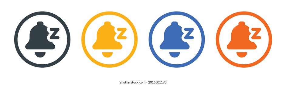 Notification off, silent bell, mute icon set.
