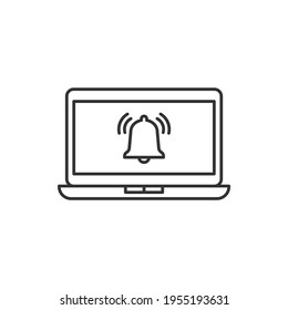Notification on laptop screen icon line style isolated on white background. Vector illustration