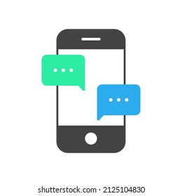 Notification on the screen of a smartphone. SMS in the form of a speech ball on the screen of a mobile phone. Vector illustration isolated