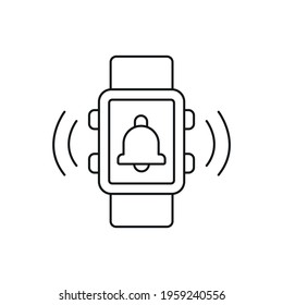 Notification on smart watch linear icon. Time management. Thin line customizable illustration. Contour symbol. Vector isolated outline drawing. Editable stroke