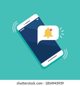 Notification on Smartphone flat icon. Vector illustration