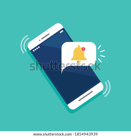 Notification on Smartphone flat icon. Vector illustration