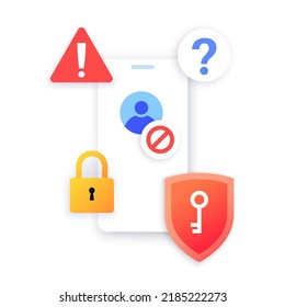 Notification on smartphone. New messages, lock screen and warning. Personal information protection. Login procedure. Chatting on the social network. Internet activity on the phone vector