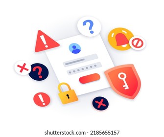 Notification on smartphone. New messages, lock screen and warning. Personal information protection. Login procedure. Chatting on the social network. Internet activity on the phone vector