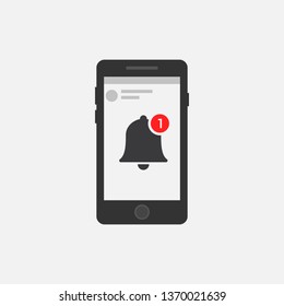 Notification on the smartphone screen. New message. Vector