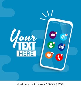 Notification on the smartphone screen. Social media communication. Vector illustration.