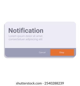 Notification popup is showing with cancel and okay buttons for user interface