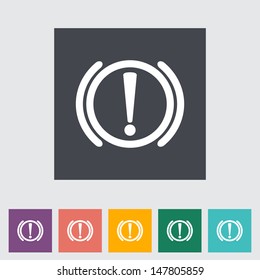 Notification of problems with the brake system. Icon flat.