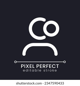Notification from profile page pixel perfect white linear ui icon for dark theme. Social media. Vector line pictogram. Isolated user interface symbol for night mode. Editable stroke. Poppins font used