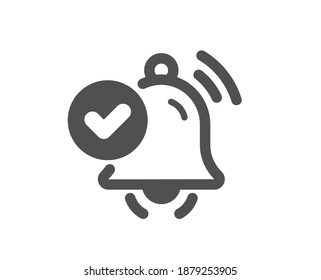 Notification received icon. Selected reminder sign. Alarm bell symbol. Quality design element. Flat style notification received icon. Editable stroke. Vector
